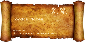 Kordos Mózes névjegykártya